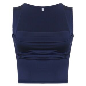 Low Cut Slim Camisole Blue Top - Small